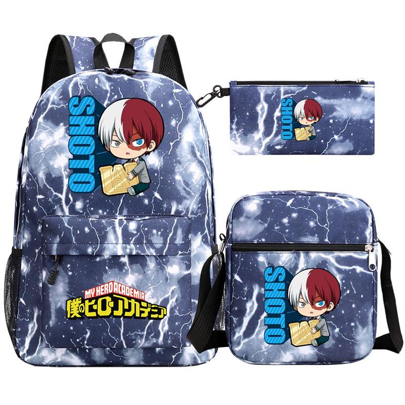 Young Students Schoolbag Animation Three-Piece Backpack Diagonal Hanging Bag Pencil Case