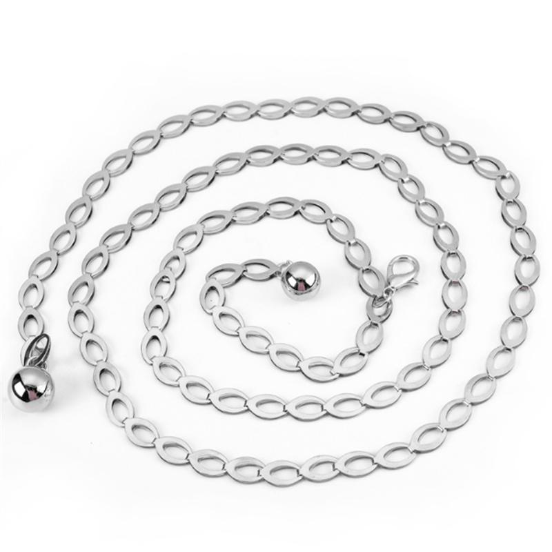 Women Fashion Belts Luxury Designer Belt Retro Silver Carved Hollow Out Chain Belt For Women Elegant Round Metal Women Belt