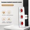 Extension Socket EU Compatible Power Converter Power Strip with 3 Individual Switches Horizontal Sockets for Home Office Travel