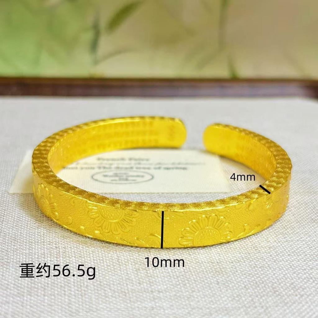 Ancient method of sand gold carving, wide-faced lion awakening, auspicious words, lucky bracelet, open bracelet