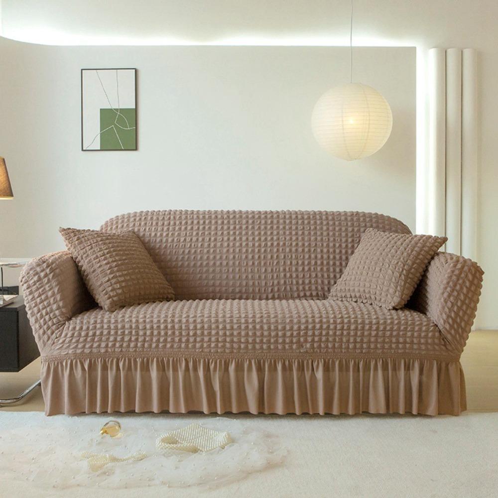 1/2/3/4 Seater Seersucker Grid Sofa Cover Dirt-resistant Sofa Slipcover Sofa Protecter  Living Room