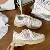 Dad Shoes Women's Hong Kong Style Retro Niche Platform Sports Shoes 2025 Autumn Versatile Mesh Casual Lace-up White Shoes