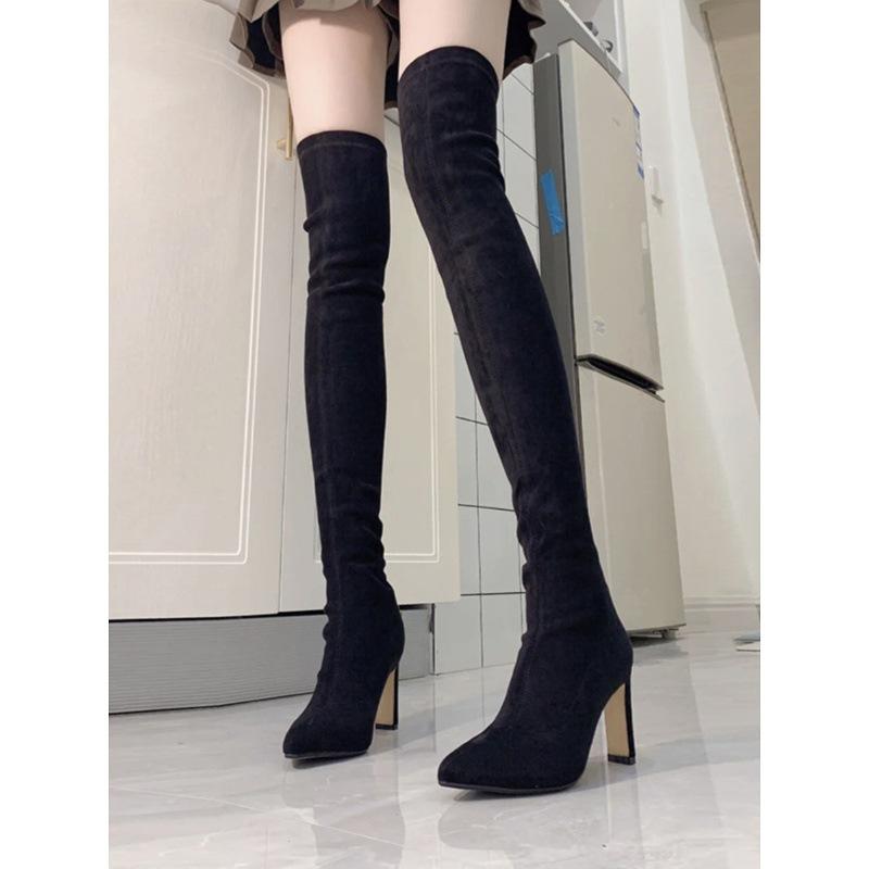 High Heel Boots New Skinny Boots Thick Heel Over Knee Boots Skinny Small Tall Elastic Boots