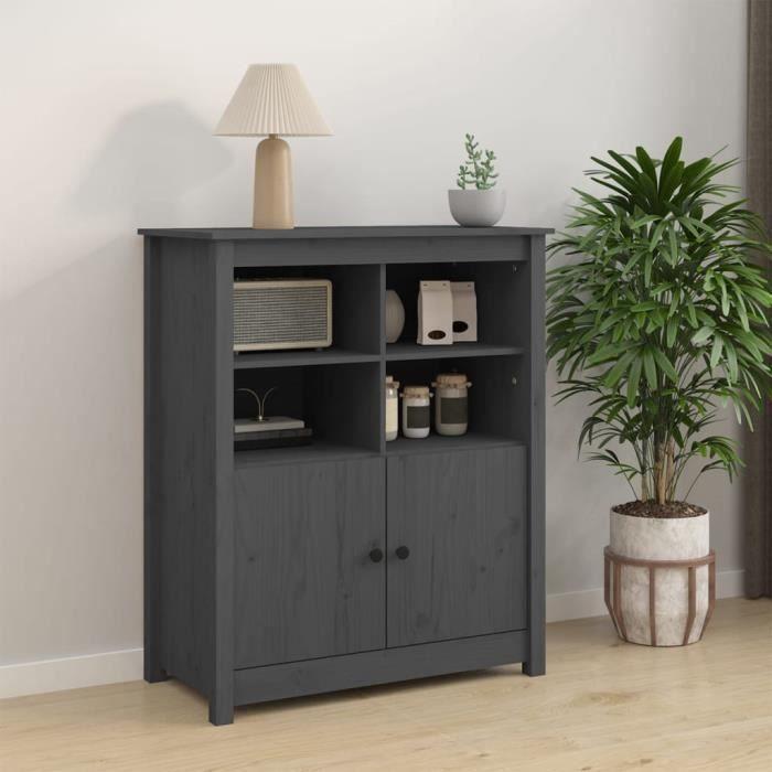 821514 vidaXL Buffet Gris 83x41,5x100 cm Bois massif de pin