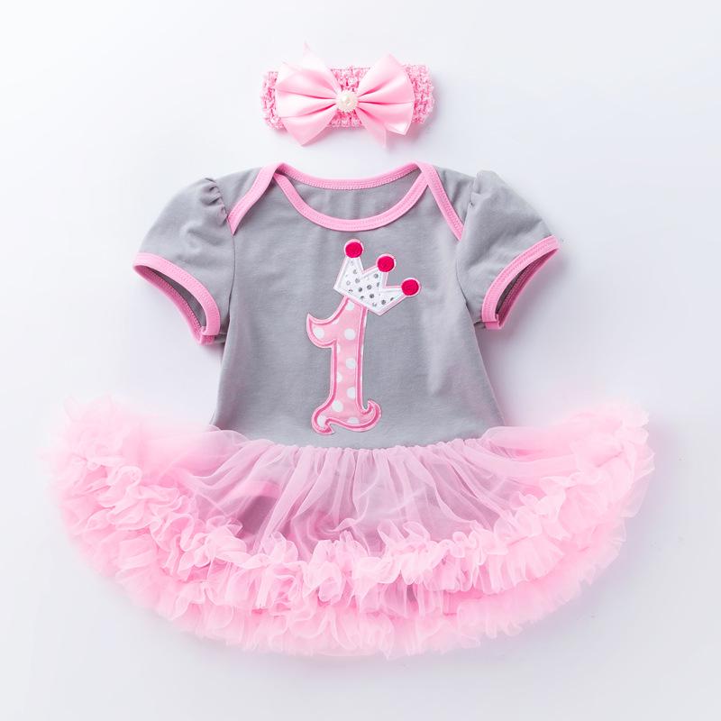 Summer Princess Short-Sleeved Dress for Baby Girls, Infant Birthday Outfit, 0-2 Years