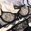 Sexy Hollow Bra French Ultra Thin Lace Embroidery Women Lingerie Set Underwire Push Up Bras Breathable Underwear and Panties Set