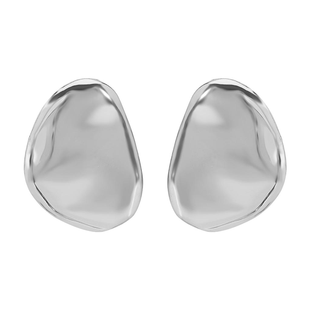 Irregular Texture Geometric Oval Stud Earrings, Temperament Minimalist Niche Alloy Versatile Daily Earrings