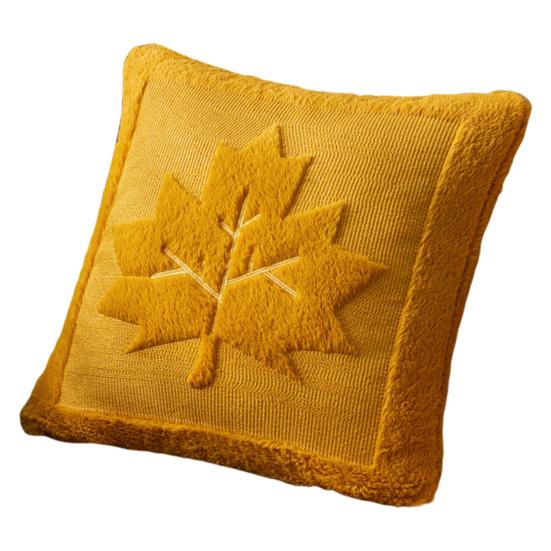 Fall Throw Pillow Cover 18"x18" Plush Pumpkin Pillow Cover Fluffy Maple Leaf Decorative Cushion Cover for Sofa Bedroom Car
