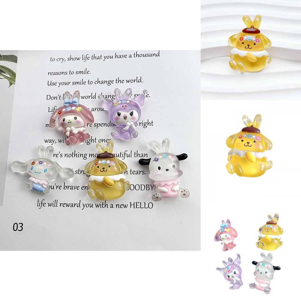 Lovely Cartoon Animal Resin Decorations For Diy Crafts Cream Gel Material