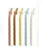 5/10Pcs Reusable Silicone Straw with 1 Cleaning Brush, 6.1inch Long Silicone Straws, Premium Soft Flexible Straw for Tea Juice