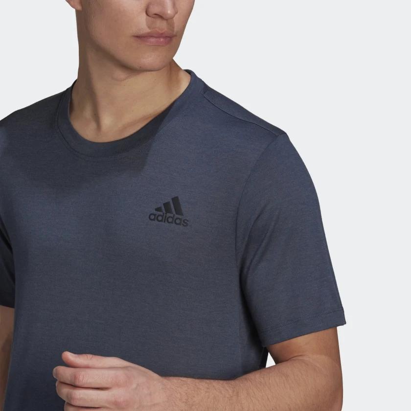 Adidas T Shirts Men's Dark Blue Crew Neck Moderate Straight Fit GR0508