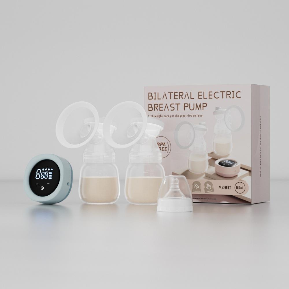 Double Electric Breast Pump Postpartum Automatic Strong Suction Silent Comfortable Milk Extractor синий