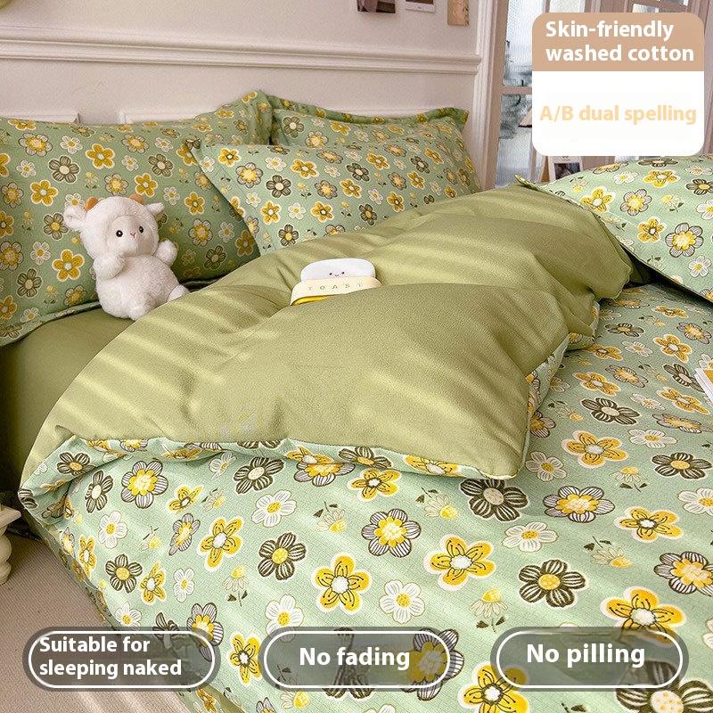 Bedding Four-piece Set, Washed Skin-friendly and Breathable Sheets, Quilt Covers, Pillowcases, Sets