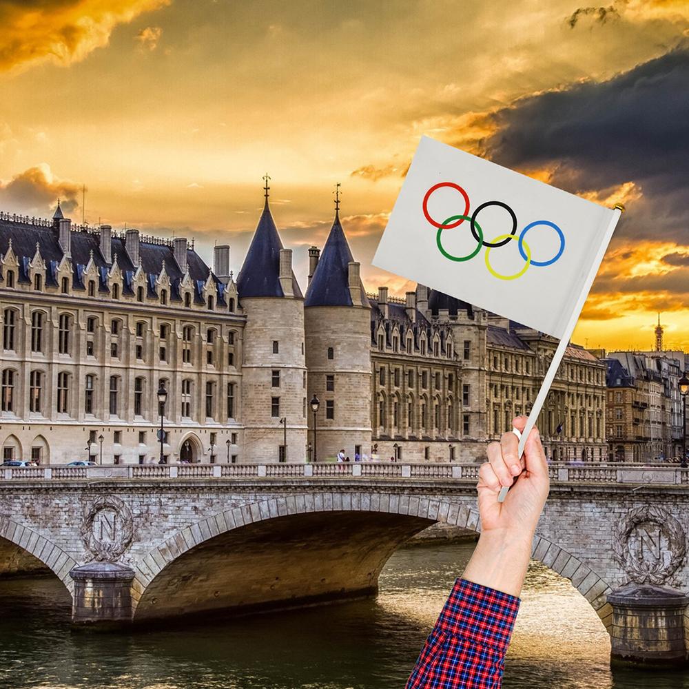 20 Pcs 14*21Cm Handheld Mini Olympic Rings Flag