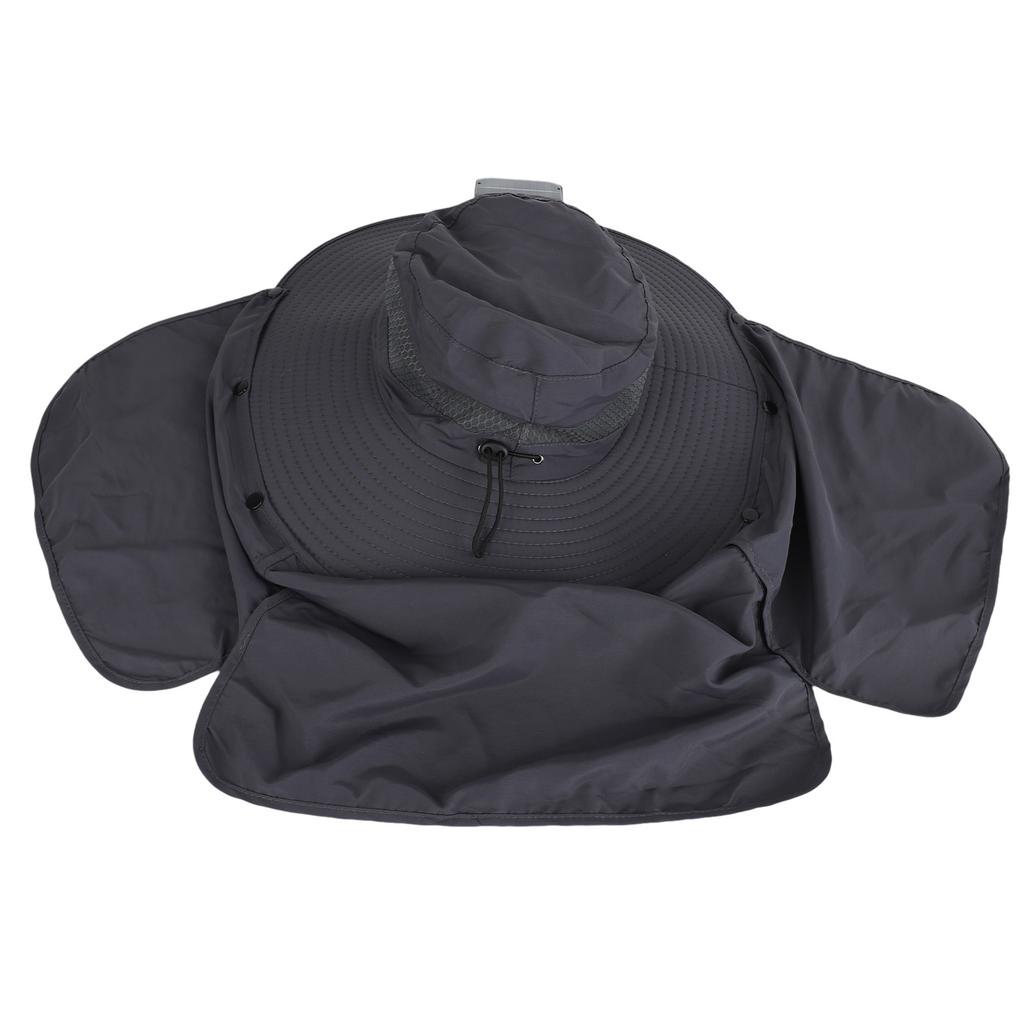 Sun Hat with Solar Fan 3 Wind Speeds Outdoor UPF50 Sun Hat Wide Brim Fishing Hat with Neck Flap USB Charging