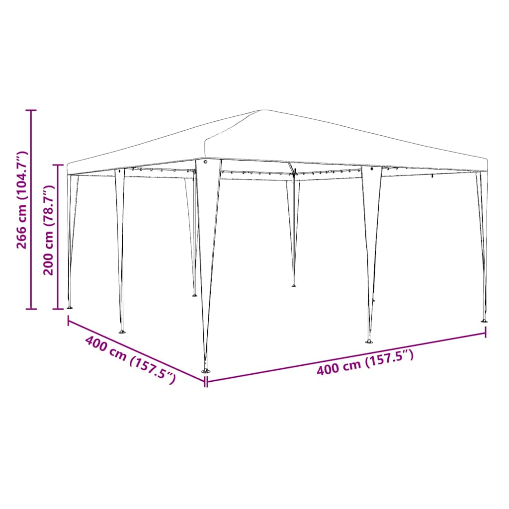 Party Tent Blue 400 X 400 X 266 Cm Polyethylene and Steel