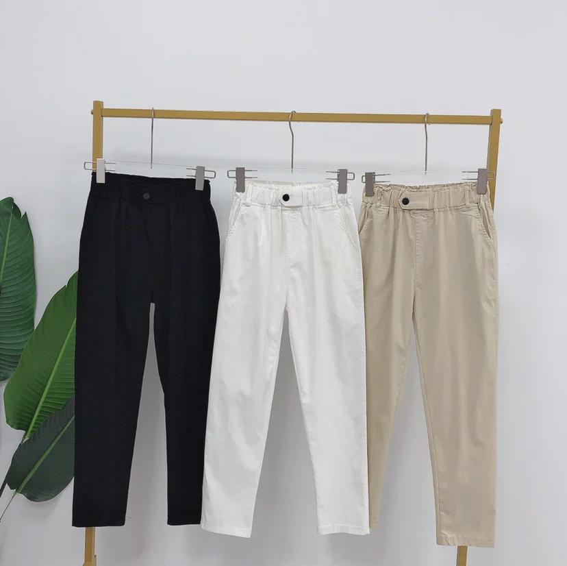 Women's Summer Slim Tencel Carrot Pants - Elastic Waist, Tapered, Nine-Point Harem Style