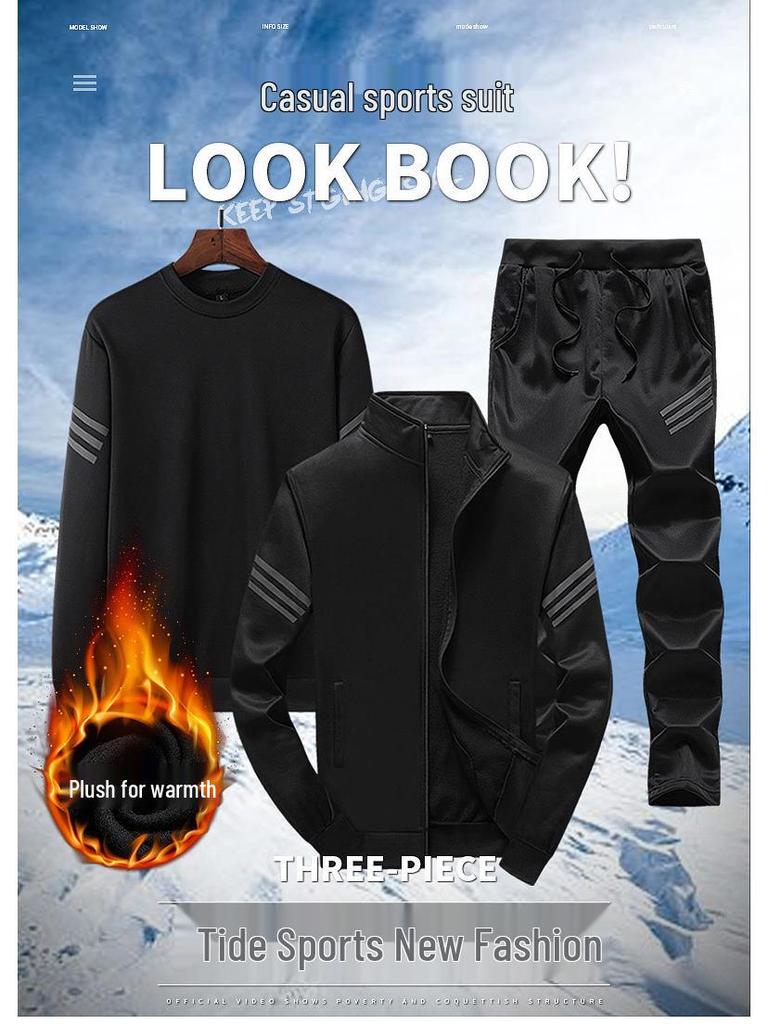 Conjunto de Roupa Esportiva Masculina Moderna para Primavera e Outono: Jaqueta Casual e Opção de Duas ou Três Peças