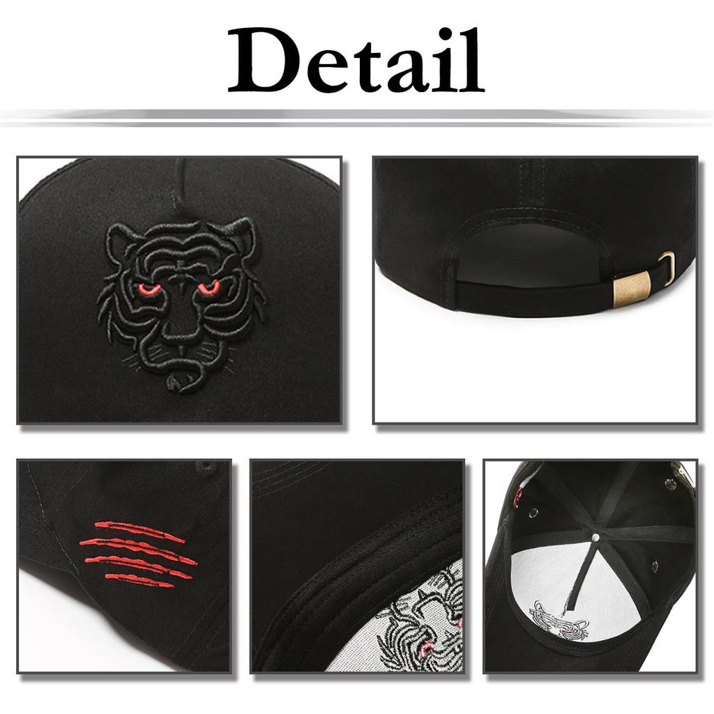 Baseball Hat Tiger Brim Unique Animal Cap Stylish Fashionable Cool CZ009 [White Fang] Men's (Black)