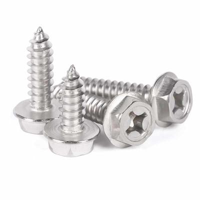 304 Stainless Steel Hex Head Self-Tapping Screw with Washer & Countersunk Tip for Wood - Sizes M3, M4, M5, M10