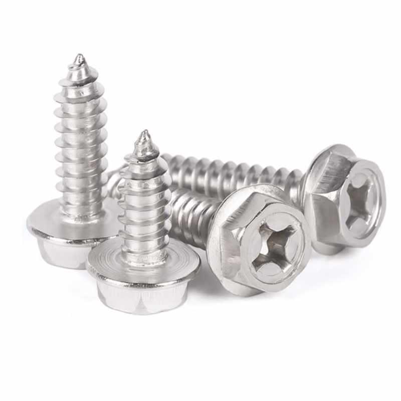 

304 Stainless Steel Hex Head Self-Tapping Screw with Washer & Countersunk Tip for Wood - Sizes M3, M4, M5, M10 M6*30 (5 pieces)