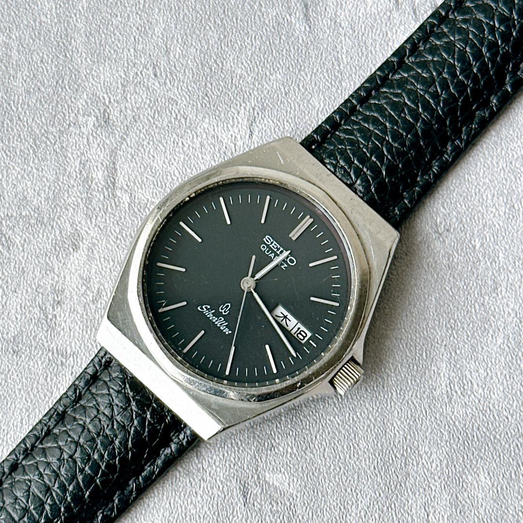 Used SEIKO Seiko Silver Wave Men s Watch Black Dial Day Date