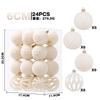 24pcs 6cm Flocked Christmas Ornament Balls Tree Decoration - Modern Minimalist Holiday Decor In Green Ivory Pink Camel