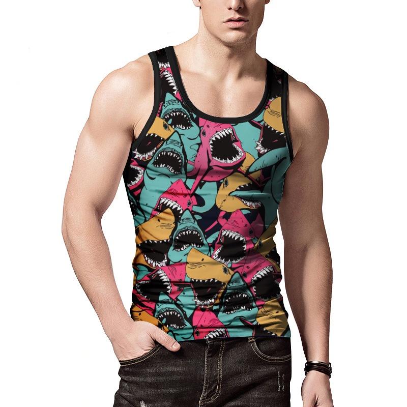 Mens 3d Printed Tank Top With Premium Quality Polyester For Summer Gym Fitness