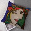 Berühmter Künstler P-Picasso Kissenbezug Natürlicher Leinen Bio-Stoff Doppelseitiger Druck Sofa Heimdekoration Geschenk Kissenhülle
