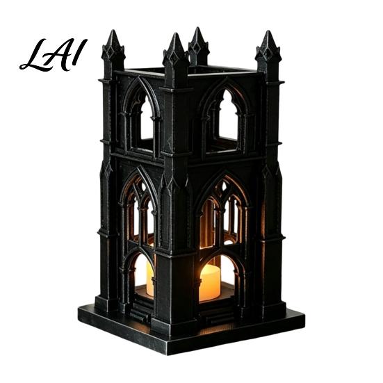 Modern Living Room Decor Gothic Cathedral LED Candle Lantern Church Shaped Flameless Tealight Lamp Luminous Figurine for Home Spooky Vintage Desktop