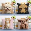 Elegant Simple Daily Toy Poodle Fruits Cushion Cover Linen Pillowcase Soft  for Sofa Bed Home Room Decor
