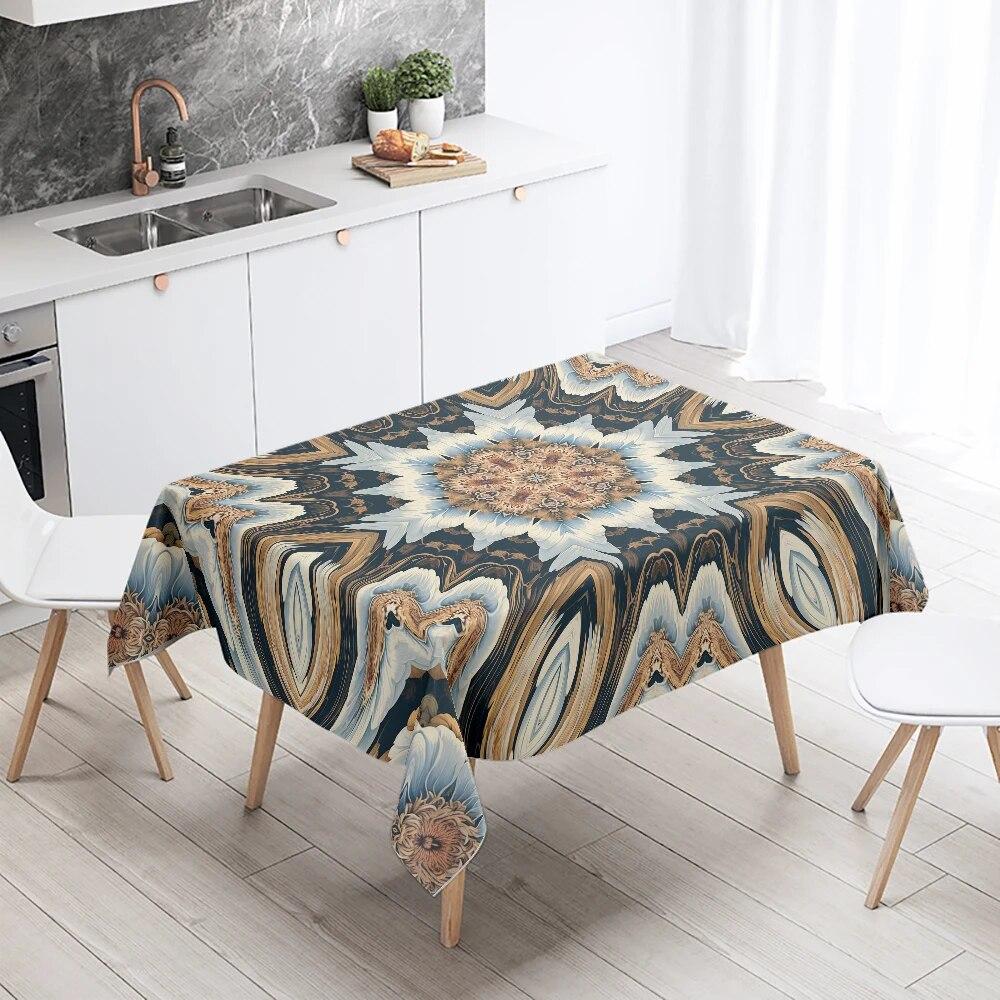 Waterproof Rectangle Tablecloth Geometric Mandala Floral  Wedding Party Decoration Restaurant Table Home Decor