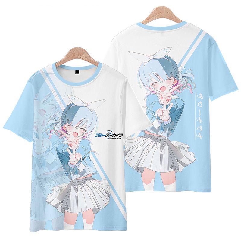 Popular Game Blue Archive Cosplay T-Shirts 3D Sunaookami Shiroko Print Kids Cartoon Anime Tees Summer Men Women Harajuku Y2k Top