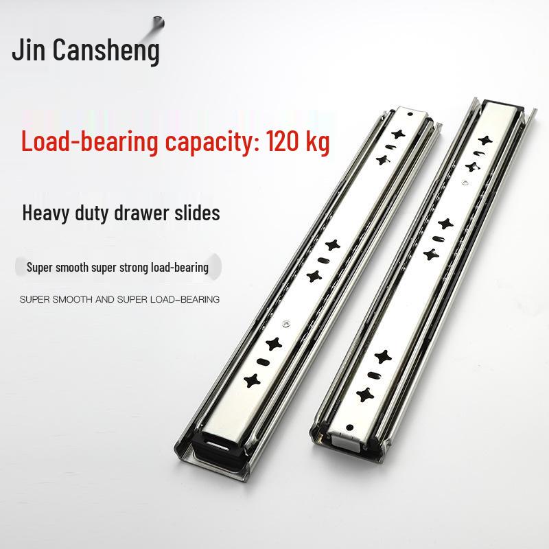 53-Inch Heavy-Duty Silent Drawer Slide for RV Staircase, Three-Section Industrial Guide Rail