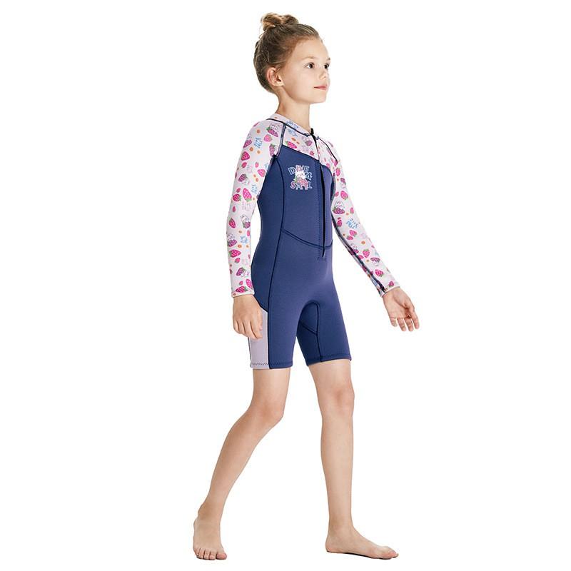 Kids 2.5mm Neoprene Wetsuit Snorkeling Swimming Diving Surfing Warmth UV Protection Girls Full Body Suit