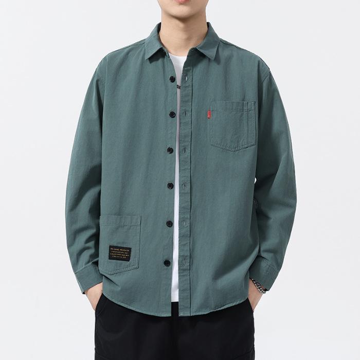 New Spring Solid Color Shirt Wears Men's Fashionable Casual Cotton Shirt