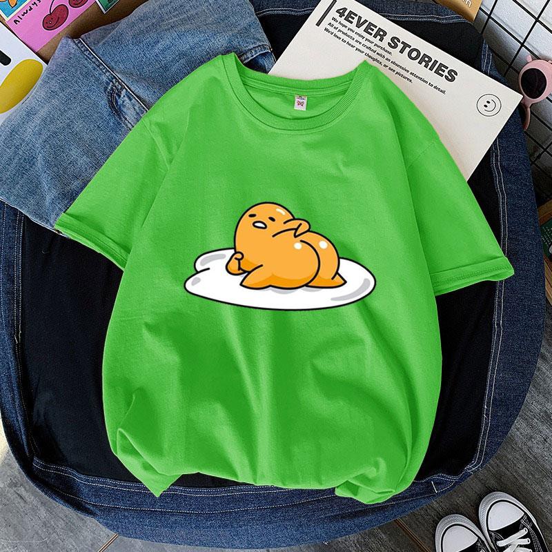 Harajuku Faules Ei Druck Damen T-Shirt Gudetama T-Shirts Kurzarmshirt Kawaii T-Shirts Gothic Weibliche Ästhetik T-Shirt Oberteile