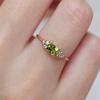 Small Olive Green Stone Ring Rose Gold Color Oval Zircon Minimalist Stacking Thin Rings For Women Party Wedding Bands Jewelry CZ