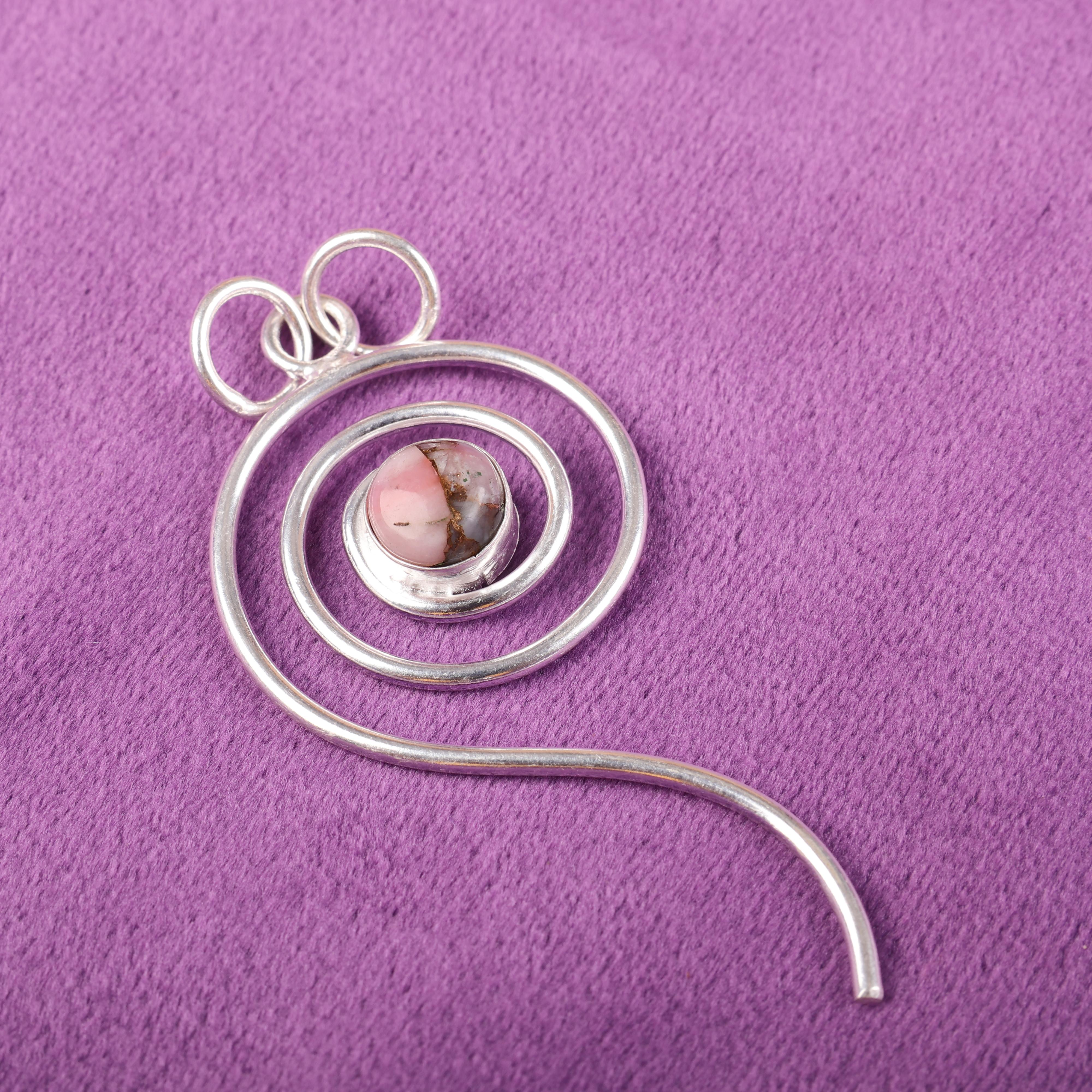 

Розовый Медный Бирюзовый Кулон из Драгоценного Камня Ручной Работы, Кулон из Стерлингового Серебра 925 пробы, Замечательное Украшение, Подарок для Нее 2.57 Inches розовый