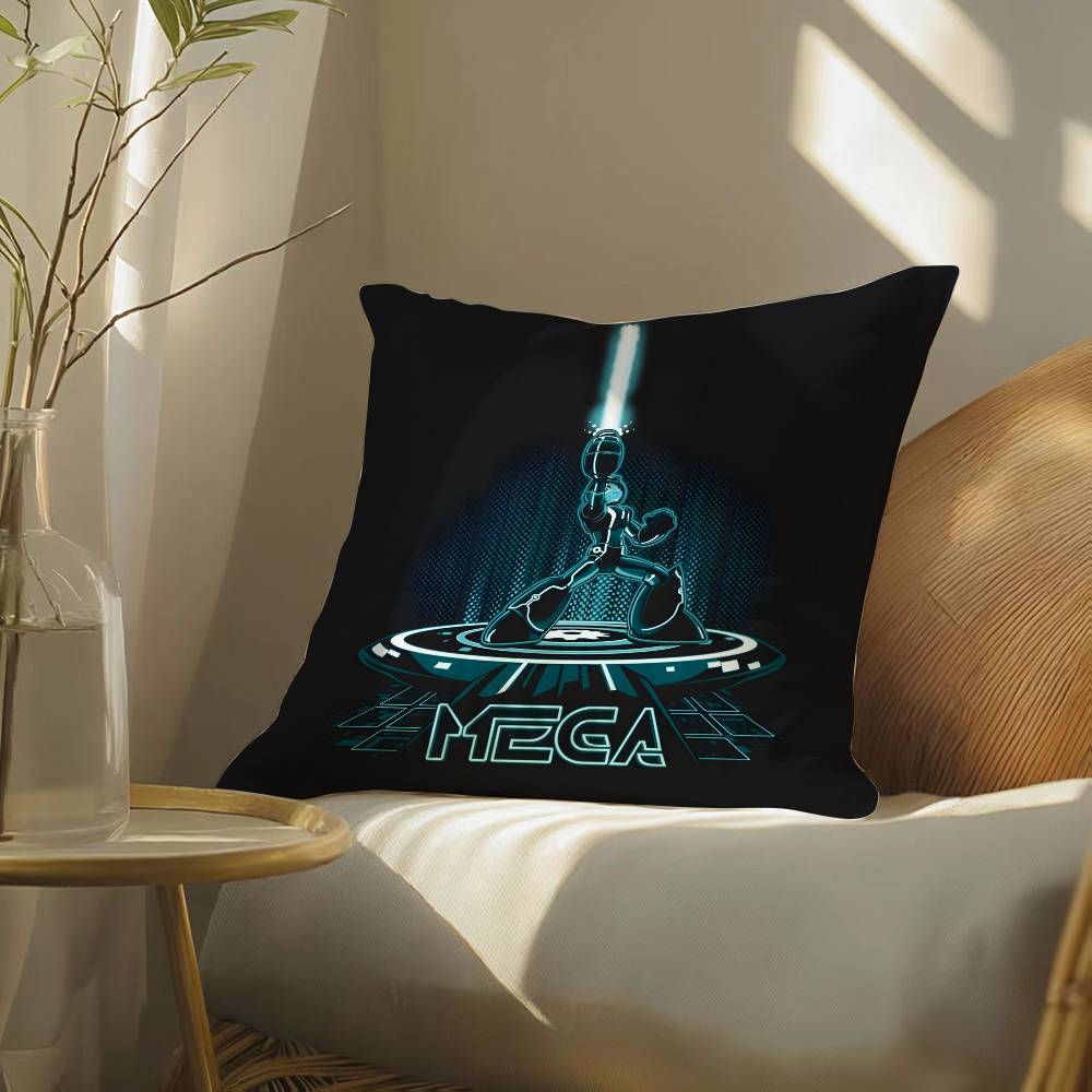 Mega Man Anime Game Pillow Case Silky Elegant Comfort Sofa Bed Invisible Zipper Beach Pillowcase