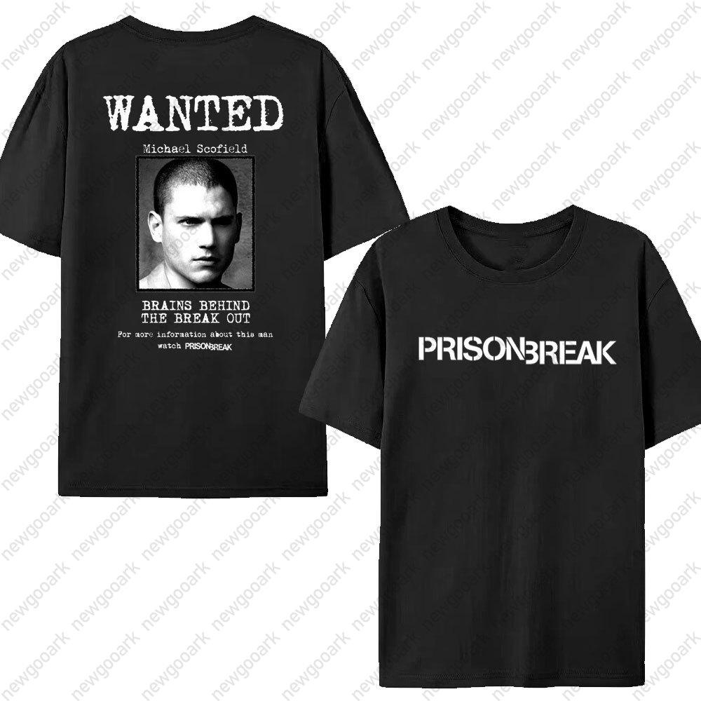 Funny Tv Series WANTED Tshirt Unisex Prison Break Streetwear Vintage Harajuku Top Cotton Short Sleeve Michael Scofield Tees