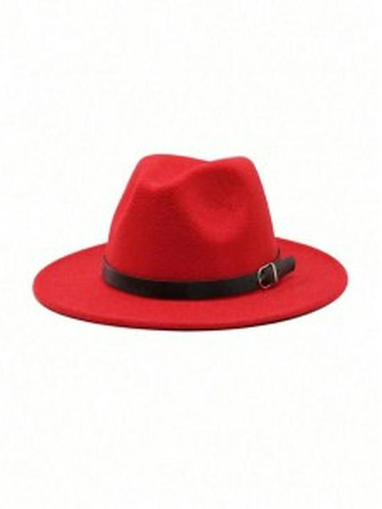 Women's Retro Panama Jazz Fedora with Leather Buckle for Autumn and Winter