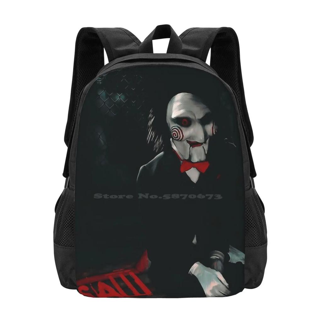 Saw Movie Poster Backpacks For School Teenagers Girls Travel Bags Saw Movie Jigsaw Spiral Film Saw Art Saw 2004 Saw 3 Scary Saw