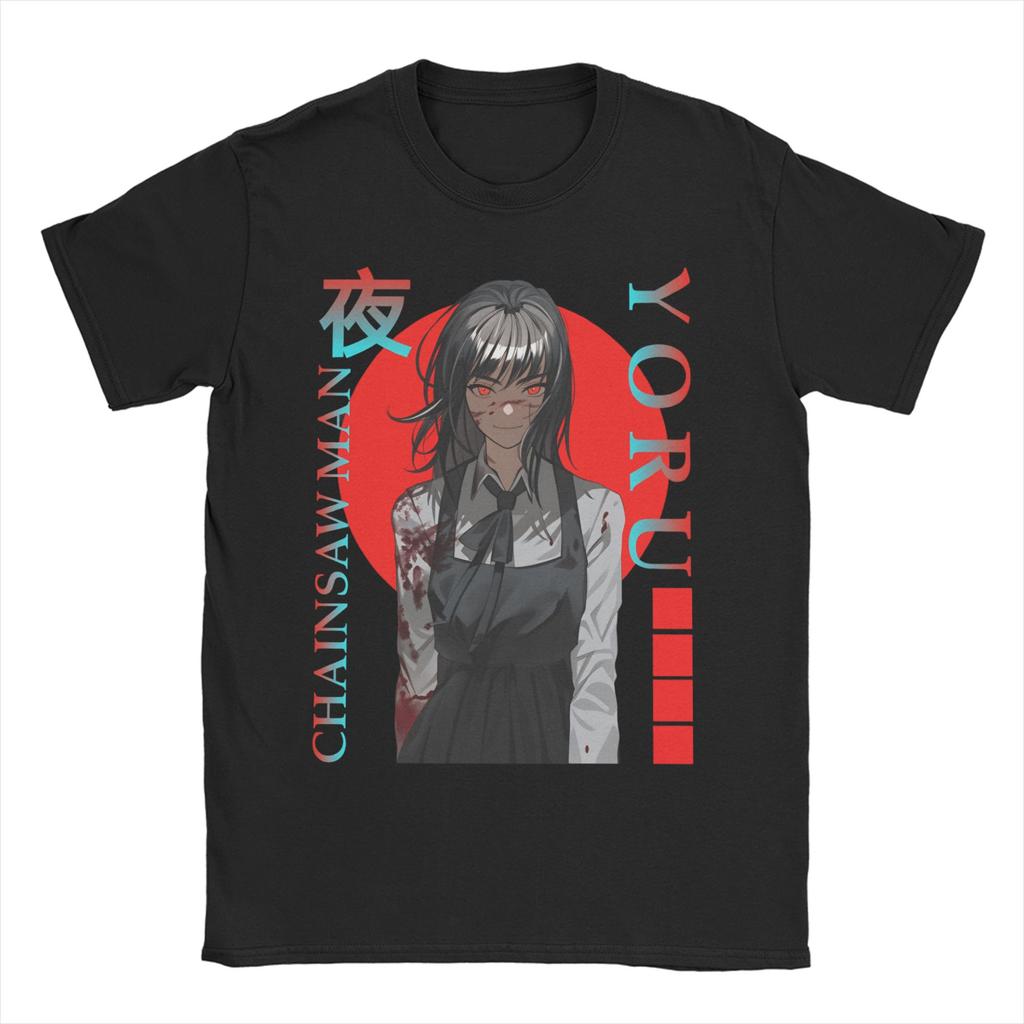 Herren Damen T-Shirts Yoru Chainsaw Man Anime Lustig 100% Baumwolle T-Shirt Tanaka Rückenmarks-Schwert T-Shirt Kleidung Übergröße