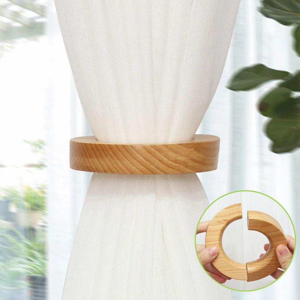Wood Window Screen Ring Magnetic Clip Curtain Tieback Creative Curtain Tie  Hanging Clothes