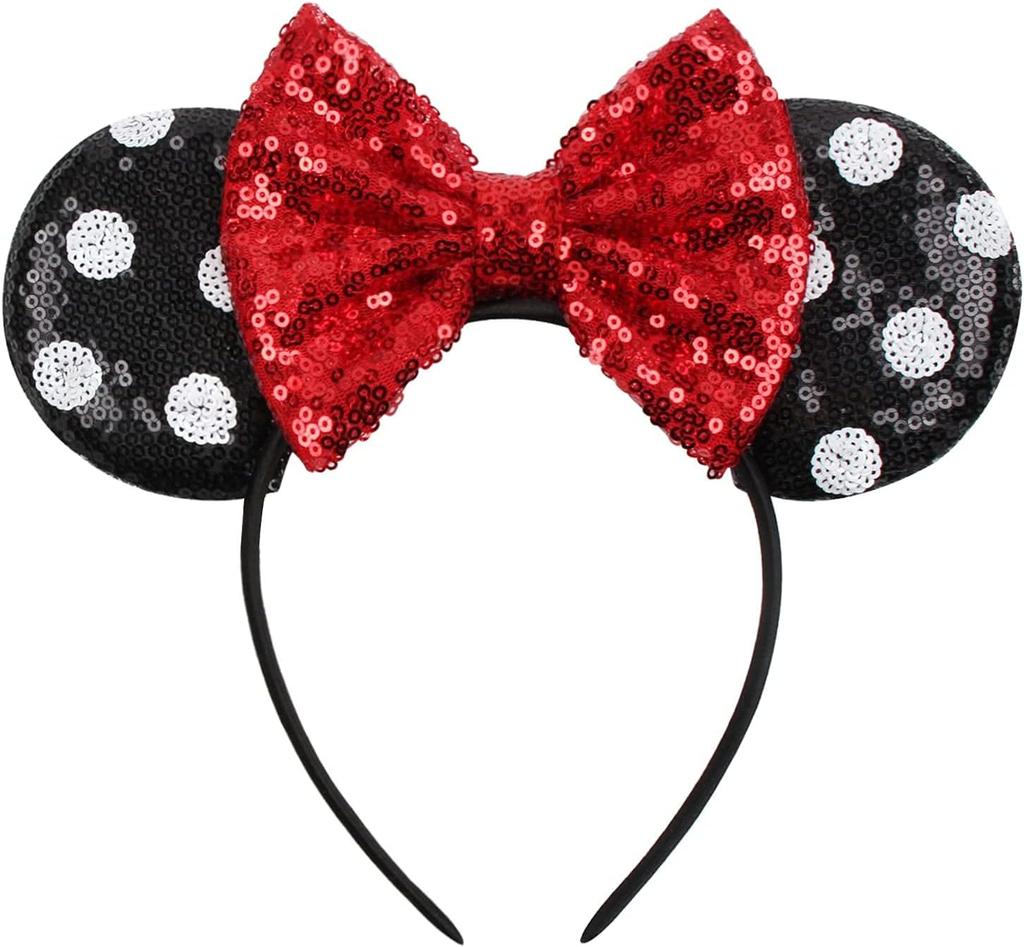 Cekinowa opaska z uszami myszki z brokatową kokardą Kostiumy cosplay Dekoracje na przyjęcie księżniczki dla dziewczynek kobiet