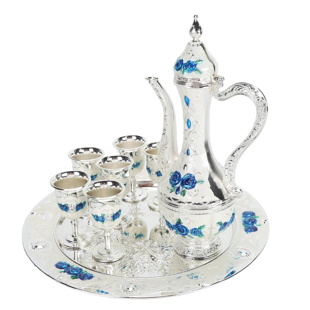 Vintage Coffee Pot Set Multipurpose European Court Style Innovative Metal Tea Pot Cups Set for Home