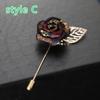 Vintage Mixed Fabric Rose Brooches Tassel Chain Men Suit Collar Brooch Broche Lapel Pin Brooches For Women Jewelry Accessories