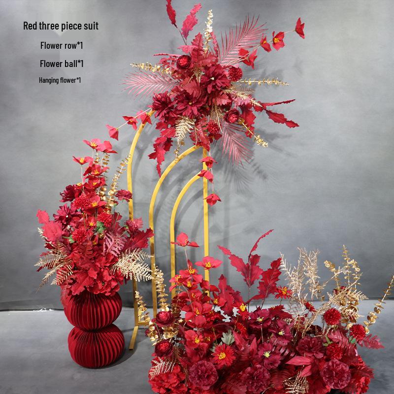 Champagne Aisle Flower Row for Chinese Wedding Stage Decor - Artificial Wedding Flowers