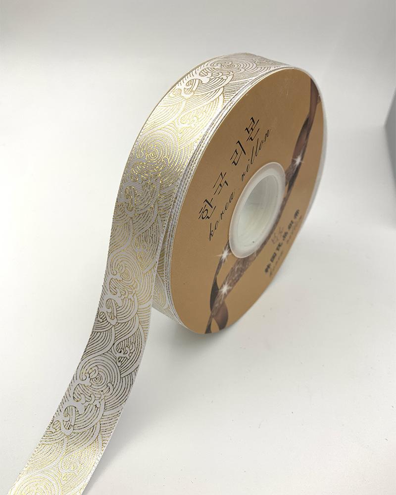 

Лента из полиэстера шириной 2,5 см с лазерным золотым узором «Волны», бант ручной работы, репсовая тесьма, прямая поставка 15 white; 2.5cm wide about 44 meters